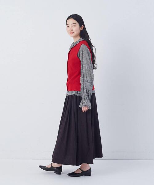 conges payes ADIEU TRISTESSE（コンジェ ペイエ アデュートリステス）の「14G麻綿ワッフル編み2WAYベスト（ベスト・レディース・ブラック/ブルー/レッド・FREE）」の5枚目の写真