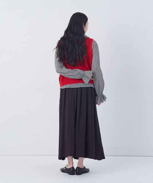 conges payes ADIEU TRISTESSE（コンジェ ペイエ アデュートリステス）の「14G麻綿ワッフル編み2WAYベスト（ベスト・レディース・ブラック/ブルー/レッド・FREE）」の6枚目の写真