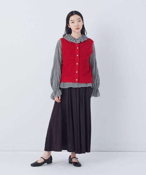 conges payes ADIEU TRISTESSE（コンジェ ペイエ アデュートリステス）の「14G麻綿ワッフル編み2WAYベスト（ベスト・レディース・ブラック/ブルー/レッド・FREE）」の7枚目の写真