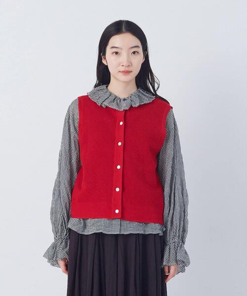 conges payes ADIEU TRISTESSE（コンジェ ペイエ アデュートリステス）の「14G麻綿ワッフル編み2WAYベスト（ベスト・レディース・ブラック/ブルー/レッド・FREE）」の9枚目の写真