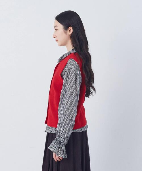 conges payes ADIEU TRISTESSE（コンジェ ペイエ アデュートリステス）の「14G麻綿ワッフル編み2WAYベスト（ベスト・レディース・ブラック/ブルー/レッド・FREE）」の10枚目の写真