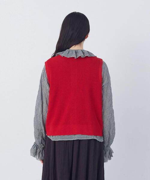 conges payes ADIEU TRISTESSE（コンジェ ペイエ アデュートリステス）の「14G麻綿ワッフル編み2WAYベスト（ベスト・レディース・ブラック/ブルー/レッド・FREE）」の11枚目の写真