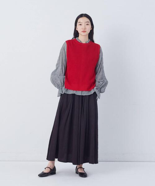 conges payes ADIEU TRISTESSE（コンジェ ペイエ アデュートリステス）の「14G麻綿ワッフル編み2WAYベスト（ベスト・レディース・ブラック/ブルー/レッド・FREE）」の12枚目の写真