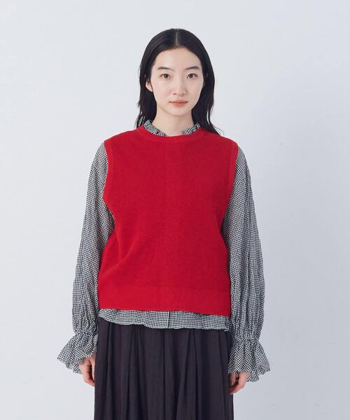 conges payes ADIEU TRISTESSE（コンジェ ペイエ アデュートリステス）の「14G麻綿ワッフル編み2WAYベスト（ベスト・レディース・ブラック/ブルー/レッド・FREE）」の14枚目の写真