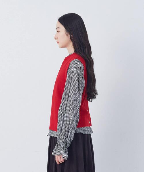 conges payes ADIEU TRISTESSE（コンジェ ペイエ アデュートリステス）の「14G麻綿ワッフル編み2WAYベスト（ベスト・レディース・ブラック/ブルー/レッド・FREE）」の15枚目の写真