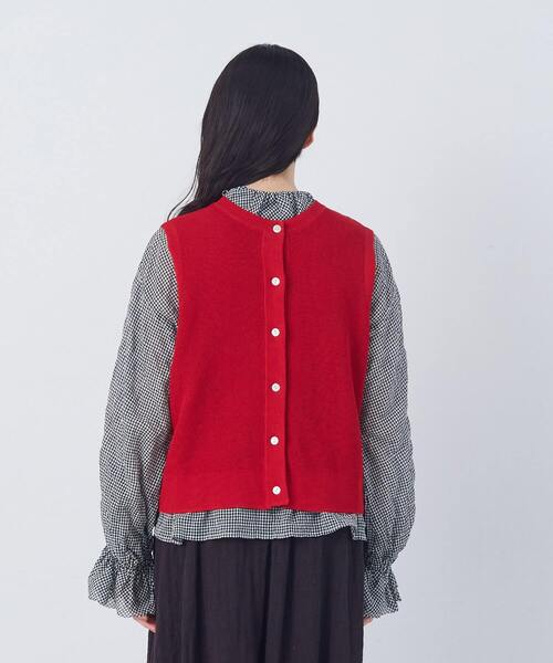 conges payes ADIEU TRISTESSE（コンジェ ペイエ アデュートリステス）の「14G麻綿ワッフル編み2WAYベスト（ベスト・レディース・ブラック/ブルー/レッド・FREE）」の16枚目の写真