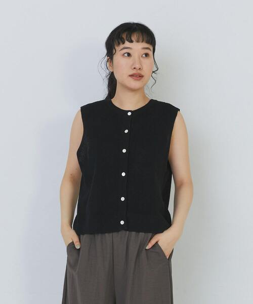 conges payes ADIEU TRISTESSE(コンジェ ペイエ アデュートリステス)の「14G麻綿ワッフル編み2WAYベスト(ベスト・レディース・ブラック/ブルー/レッド・FREE)」の22枚目の写真