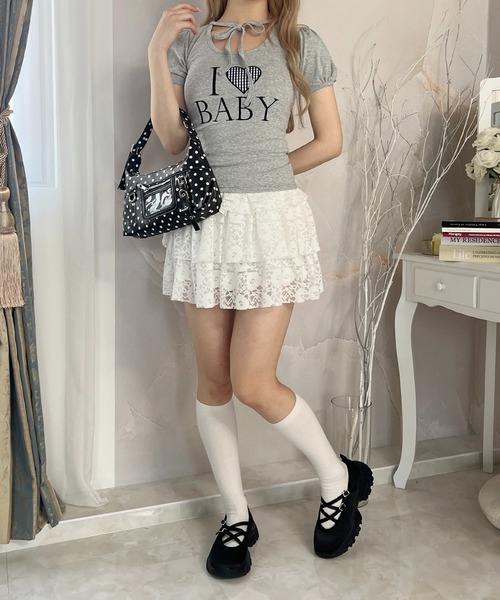 PHILLY(フィリー)の「アイラブbabyチョーカーT(Tシャツ/カットソー・レディース・グレー/ホワイト・FREE)」の16枚目の写真