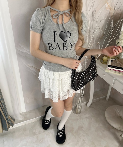 PHILLY(フィリー)の「アイラブbabyチョーカーT(Tシャツ/カットソー・レディース・グレー/ホワイト・FREE)」の17枚目の写真