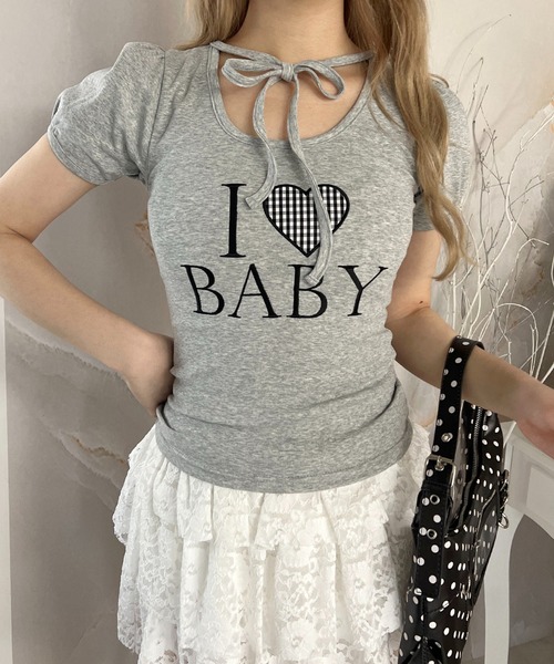PHILLY(フィリー)の「アイラブbabyチョーカーT(Tシャツ/カットソー・レディース・グレー/ホワイト・FREE)」の13枚目の写真