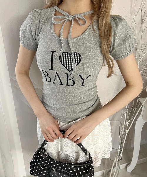 PHILLY(フィリー)の「アイラブbabyチョーカーT(Tシャツ/カットソー・レディース・グレー/ホワイト・FREE)」の14枚目の写真