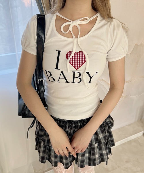 PHILLY(フィリー)の「アイラブbabyチョーカーT(Tシャツ/カットソー・レディース・グレー/ホワイト・FREE)」の7枚目の写真