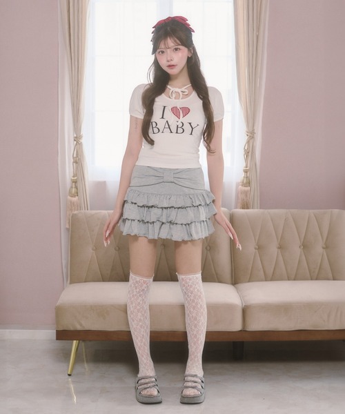 PHILLY(フィリー)の「アイラブbabyチョーカーT(Tシャツ/カットソー・レディース・グレー/ホワイト・FREE)」の5枚目の写真