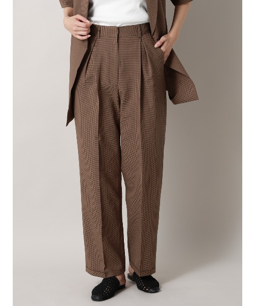 CIS.（シス）の「CIS. ストレートパンツ ウォッシャブル コットンサッカー ギンガムチェック（スラックス・レディース・ブラウン/ブラック/ブルー・36(7号)/38(9号)/40(11号)）」の2枚目の写真