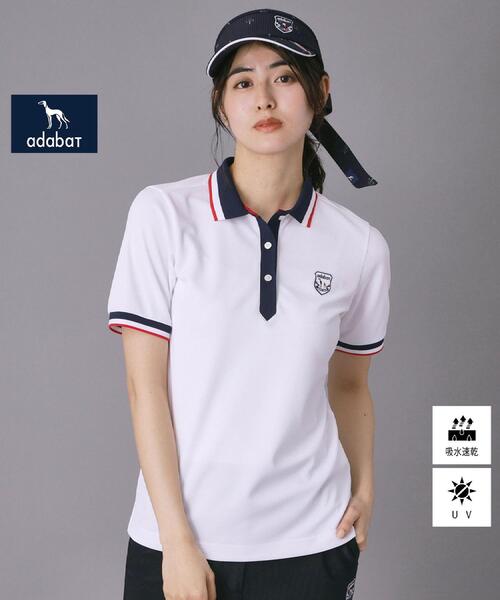 adabat(アダバット)の「【ADABAT NAVY】吸水速乾/UVカット カノコクレリック半袖ポロシャツ(ポロシャツ・レディース・ブラック/ホワイト・38/40/42)」の5枚目の写真