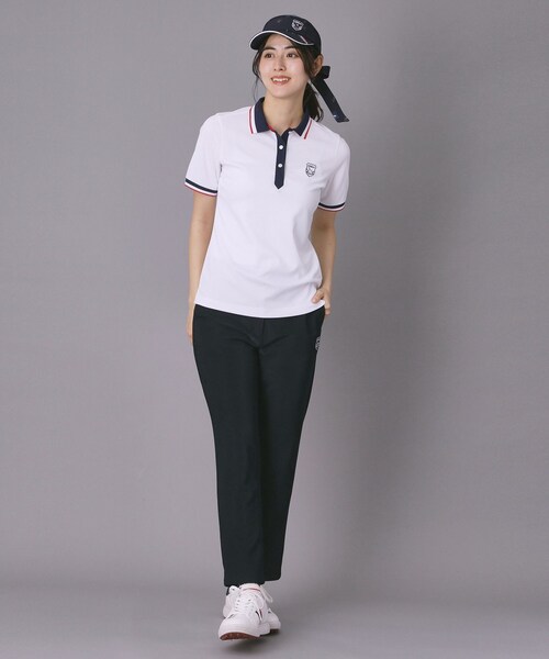 adabat(アダバット)の「【ADABAT NAVY】吸水速乾/UVカット カノコクレリック半袖ポロシャツ(ポロシャツ・レディース・ブラック/ホワイト・38/40/42)」の7枚目の写真