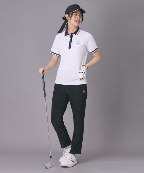 adabat(アダバット)の「【ADABAT NAVY】吸水速乾/UVカット カノコクレリック半袖ポロシャツ(ポロシャツ・レディース・ブラック/ホワイト・38/40/42)」の8枚目の写真