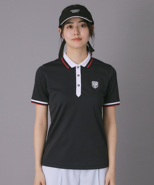 adabat(アダバット)の「【ADABAT NAVY】吸水速乾/UVカット カノコクレリック半袖ポロシャツ(ポロシャツ・レディース・ブラック/ホワイト・38/40/42)」の15枚目の写真