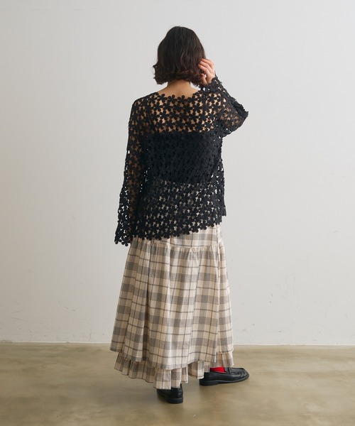 Crisp（クリスプ）の「フラワーレーストップス（Tシャツ/カットソー・レディース・アイボリー/ブラック・FREE）」の6枚目の写真