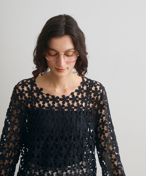 Crisp（クリスプ）の「フラワーレーストップス（Tシャツ/カットソー・レディース・アイボリー/ブラック・FREE）」の11枚目の写真