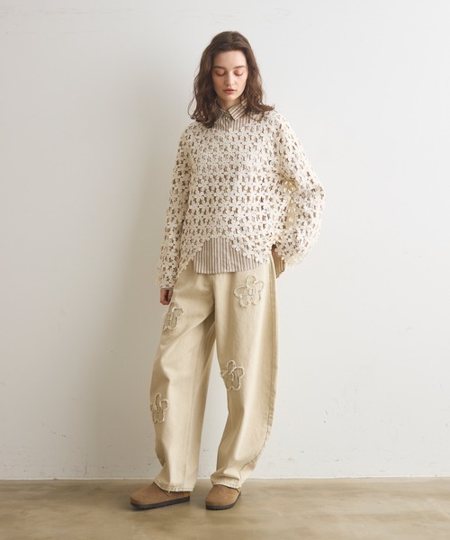 Crisp（クリスプ）の「フラワーレーストップス（Tシャツ/カットソー・レディース・アイボリー/ブラック・FREE）」の13枚目の写真