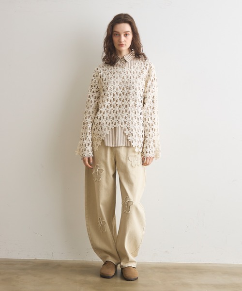 Crisp（クリスプ）の「フラワーレーストップス（Tシャツ/カットソー・レディース・アイボリー/ブラック・FREE）」の14枚目の写真