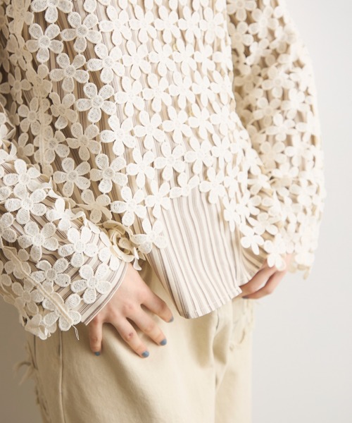 Crisp（クリスプ）の「フラワーレーストップス（Tシャツ/カットソー・レディース・アイボリー/ブラック・FREE）」の20枚目の写真