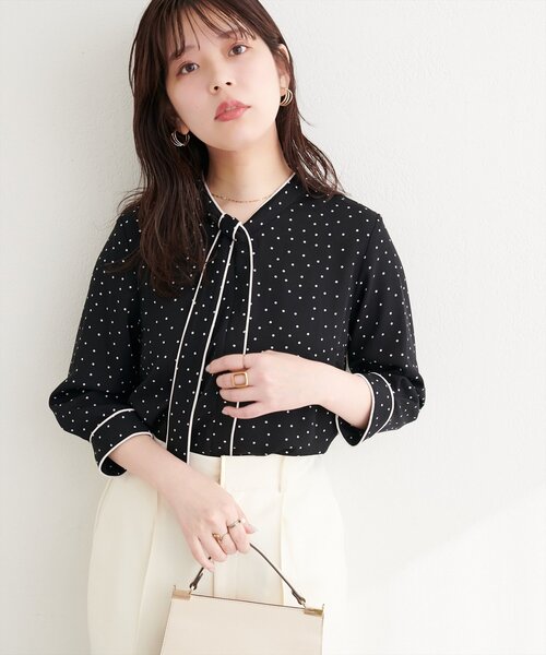 natural couture（ナチュラルクチュール）の「ねじり配色ボウタイブラウス（シャツ/ブラウス・レディース・その他2/その他1/ベージュ/サックスブルー/ピンクベージュ/アイボリー・FREE）」の6枚目の写真