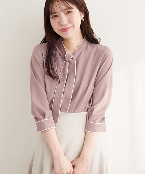 natural couture（ナチュラルクチュール）の「ねじり配色ボウタイブラウス（シャツ/ブラウス・レディース・その他2/その他1/ベージュ/サックスブルー/ピンクベージュ/アイボリー・FREE）」の5枚目の写真