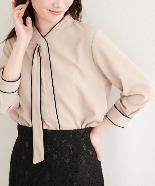 natural couture（ナチュラルクチュール）の「ねじり配色ボウタイブラウス（シャツ/ブラウス・レディース・その他2/その他1/ベージュ/サックスブルー/ピンクベージュ/アイボリー・FREE）」の16枚目の写真