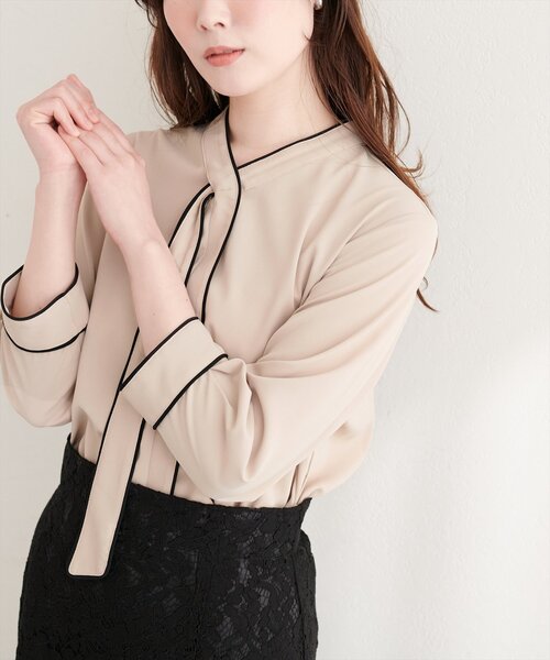 natural couture（ナチュラルクチュール）の「ねじり配色ボウタイブラウス（シャツ/ブラウス・レディース・その他2/その他1/ベージュ/サックスブルー/ピンクベージュ/アイボリー・FREE）」の17枚目の写真