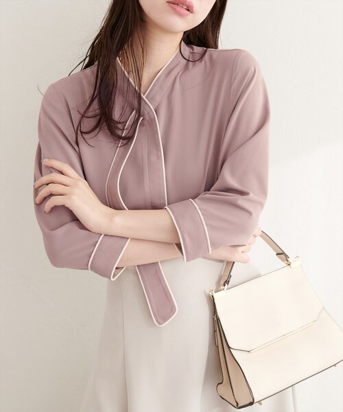 natural couture（ナチュラルクチュール）の「ねじり配色ボウタイブラウス（シャツ/ブラウス・レディース・その他2/その他1/ベージュ/サックスブルー/ピンクベージュ/アイボリー・FREE）」の22枚目の写真