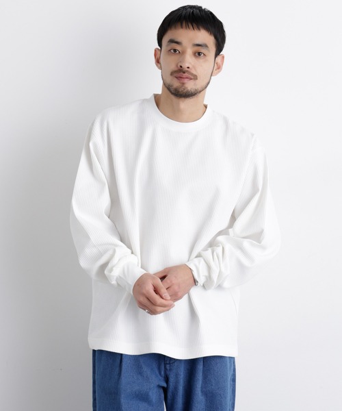 Russeluno ホワイト 長袖カットソー サイズ5 セール】ワッフルプルオーバーTシャツ 長袖（Tシャツ/カットソー