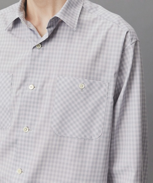 PUBLIC TOKYO（パブリックトウキョウ）の「オンブレチェックレーヨンシャツ /春服/レイヤード/オフィスカジュアル/通勤（シャツ/ブラウス・メンズ・ブルー/グレー・1/2）」の6枚目の写真