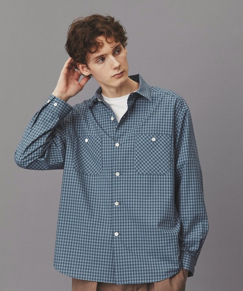 PUBLIC TOKYO（パブリックトウキョウ）の「オンブレチェックレーヨンシャツ /春服/レイヤード/オフィスカジュアル/通勤（シャツ/ブラウス・メンズ・ブルー/グレー・1/2）」の13枚目の写真
