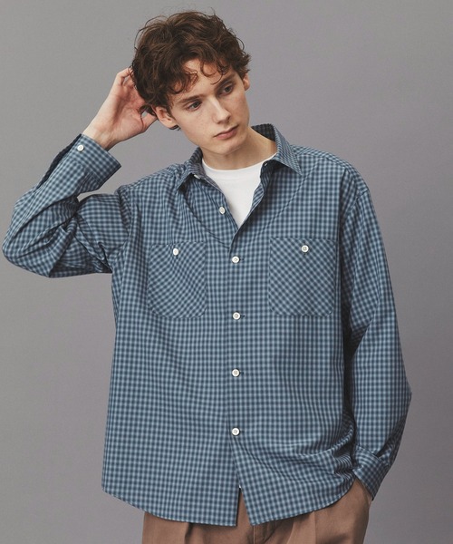 PUBLIC TOKYO（パブリックトウキョウ）の「オンブレチェックレーヨンシャツ /春服/レイヤード/オフィスカジュアル/通勤（シャツ/ブラウス・メンズ・ブルー/グレー・1/2）」の16枚目の写真
