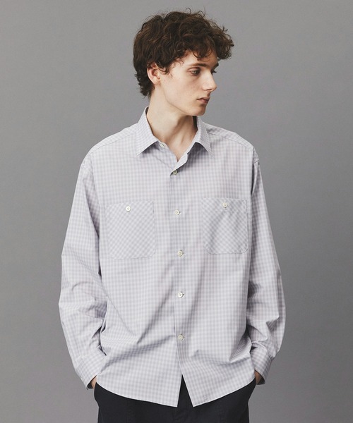 PUBLIC TOKYO（パブリックトウキョウ）の「オンブレチェックレーヨンシャツ /春服/レイヤード/オフィスカジュアル/通勤（シャツ/ブラウス・メンズ・ブルー/グレー・1/2）」の4枚目の写真