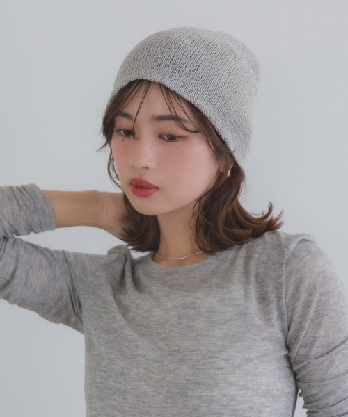 polcadot（ポルカドット）の「メッシュ サマービーニー / 軽量 シンプル ニット帽（ニットキャップ/ビーニー・レディース・グレー/ベージュ/ブラック・FREE）」の2枚目の写真