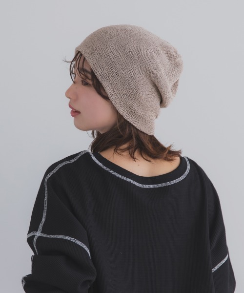 polcadot（ポルカドット）の「メッシュ サマービーニー / 軽量 シンプル ニット帽（ニットキャップ/ビーニー・レディース・グレー/ベージュ/ブラック・FREE）」の8枚目の写真