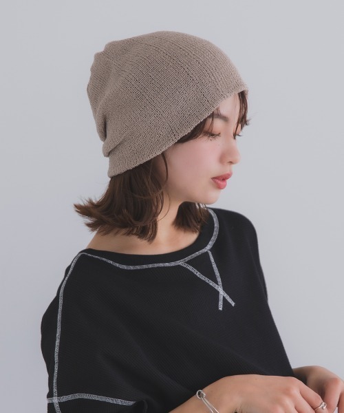 polcadot（ポルカドット）の「メッシュ サマービーニー / 軽量 シンプル ニット帽（ニットキャップ/ビーニー・レディース・グレー/ベージュ/ブラック・FREE）」の10枚目の写真