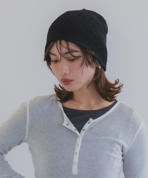 polcadot（ポルカドット）の「メッシュ サマービーニー / 軽量 シンプル ニット帽（ニットキャップ/ビーニー・レディース・グレー/ベージュ/ブラック・FREE）」の12枚目の写真