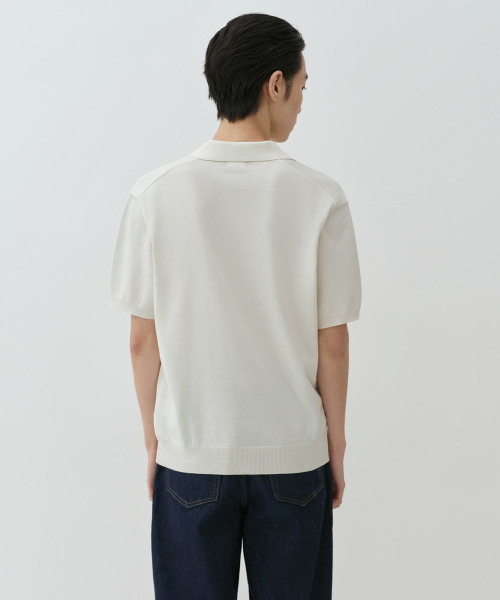 MUSINSA STANDARD（ムシンサスタンダード）の「ウォッシャブルスーピマコットンスリットネックニットポロシャツ[アイボリー]（ニット/セーター・メンズ・その他・SMALL/MEDIUM/LARGE/X-LARGE/2XL）」の3枚目の写真