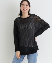 Right-on | 【HONEYSUCKLE ROSE】透かし編みニットプルオーバー (シアーニット / ドロップショルダー / レイヤード)(ニット/セーター)