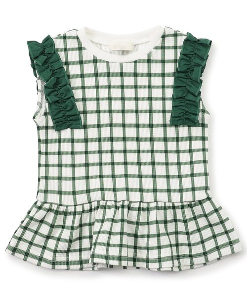 apres les cours(アプレレクール)の「【WEB限定】袖フリルワッフルTシャツ(Tシャツ/カットソー・キッズ・グリーン/ブラック/ブラウン/サックスブルー/レッド・110/100/80/120/90/140/130)」の3枚目の写真