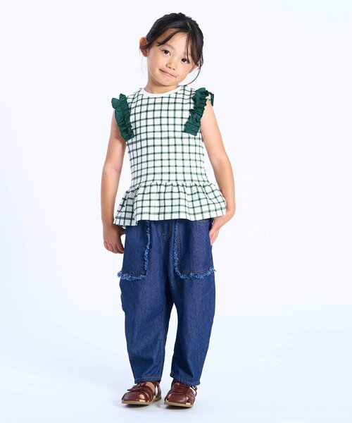 apres les cours(アプレレクール)の「【WEB限定】袖フリルワッフルTシャツ(Tシャツ/カットソー・キッズ・グリーン/ブラック/ブラウン/サックスブルー/レッド・110/100/80/120/90/140/130)」の8枚目の写真