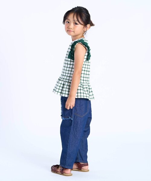 apres les cours(アプレレクール)の「【WEB限定】袖フリルワッフルTシャツ(Tシャツ/カットソー・キッズ・グリーン/ブラック/ブラウン/サックスブルー/レッド・110/100/80/120/90/140/130)」の9枚目の写真