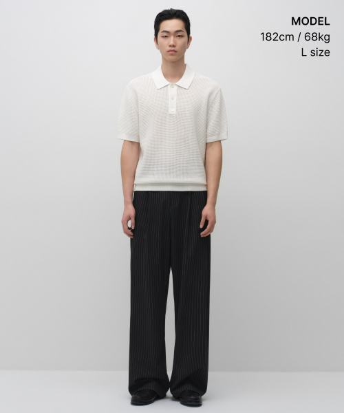 MUSINSA STANDARD（ムシンサスタンダード）の「クロシェニットポロシャツ[アイボリー]（ニット/セーター・メンズ・その他・MEDIUM/LARGE/X-LARGE/2XL/SMALL）」の2枚目の写真