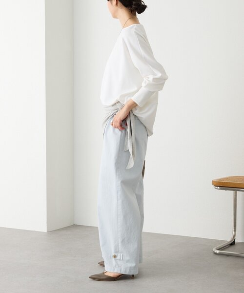 RIVE DROITE（リヴドロワ）の「【万能ブラウス】カットジョーゼットドルマンプルオーバー（Tシャツ/カットソー・レディース・チャコールグレー/オフホワイト/ベージュ・FREE）」の5枚目の写真