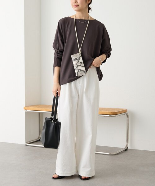 RIVE DROITE（リヴドロワ）の「【万能ブラウス】カットジョーゼットドルマンプルオーバー（Tシャツ/カットソー・レディース・チャコールグレー/オフホワイト/ベージュ・FREE）」の18枚目の写真