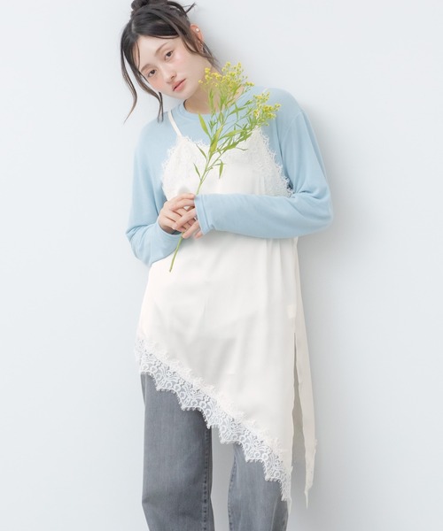 HEILIS（ヘイリス）の「レースキャミワンピース（ワンピース・レディース・ベージュ/ブラウン・FREE）」の3枚目の写真